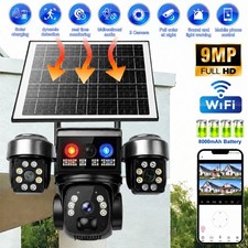 9MP WIFI Solar Camera FHD Security Camera 3 Lens PTZ Outdoor CCTV Night Vision