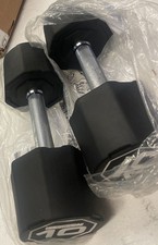 Escape Fitness 10kg Rubber Dumbbell pair, good condition, minor imperfections.