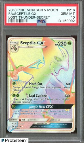 2018 Pokemon S & M Lost Thunder Secret #216 Sceptile Gx PSA 10 GEM MINT