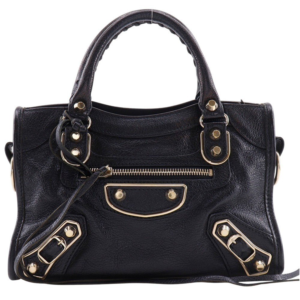 BALENCIAGA Balenciaga Mini City Giant 300295 Handbag Leather Black Ladies R15072