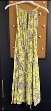 Oasis Province Lemon Lilac Floral Print Halter Neck Midi Dress Size 10