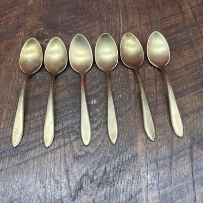 6 Vintage Dirigold Dirilyte Brass Teaspoons  Spoons