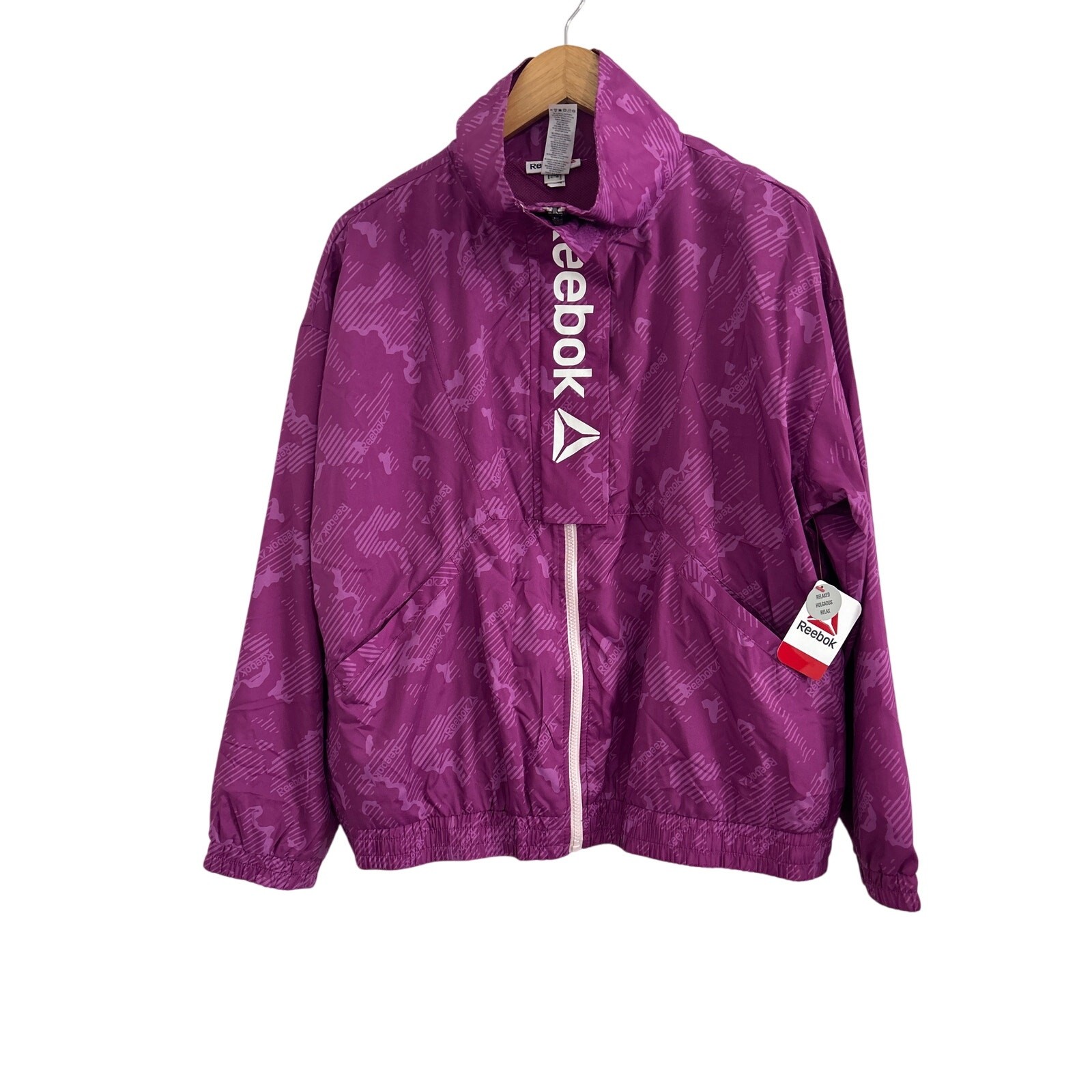 NWT Reebok Womens Zipper Windbreaker Track Jacket with Colla
