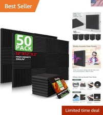 50-Pack High-Density Acoustic Foam Panels: 2"x12" Wedge Design for Studio  Home