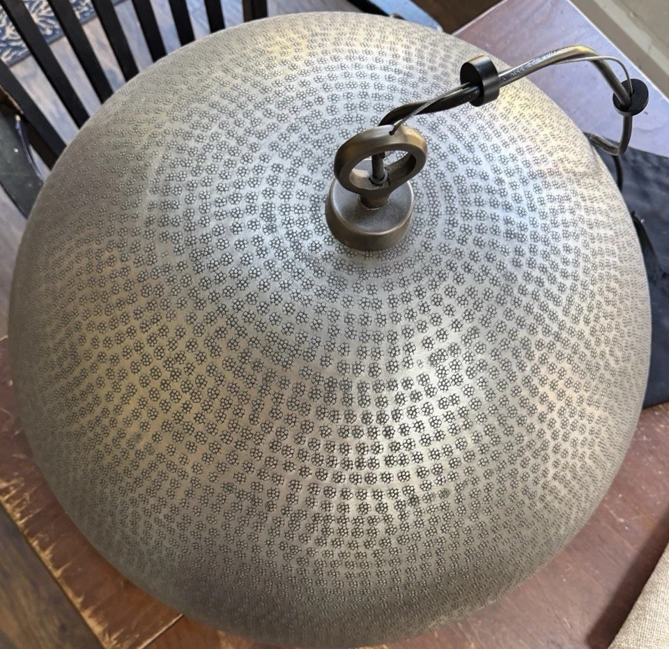 Beautiful Large Brass Dome Pendant Light 23" - Image 2 of 3