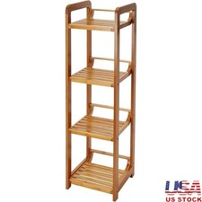 Bamboo 4 Tier Storage Shelf Bathroom Easy Assembly Sturdy Durable Anti-Slip New
