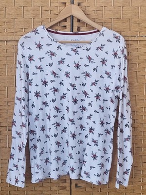 Croft & Barrow Women's Classic Tee White & Red Birds Long Sleeve 100% Cotton  XL