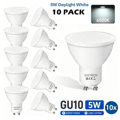  10er Pack GU10 LED Leuchtmittel 5W Cool Daylight White 6500K Strahler 120° ECO 5W UK