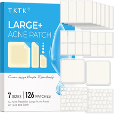 TKTK Large Pimple Patches for Face, 7 Sizes XL Acne Patches, Big Hydrocolloid Ba