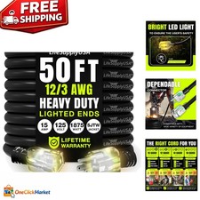 Versatile 50ft Outdoor/Indoor Extension Cord - 3 Prong SJTW, Cold-Resistant