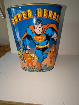 1978 Cheinco DC Super Heroes Metal Trash Can, Superman, Wonder