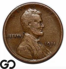 1911-S Lincoln Cent Wheat Penny, Better Date