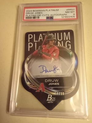 2023 Bowman Platinum Druw Jones #57/99 AUTOGRAPH DIE-CUTS #PPD-7 Graded PSA 8