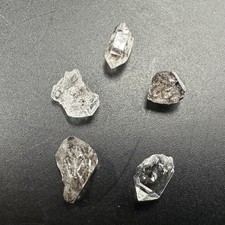 5 Herkimer Diamond Quartz Crystals USA Natural Double Terminated Set Genuine