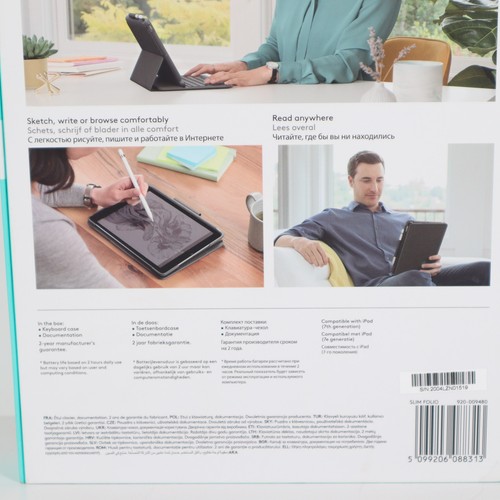 Logitech Slim Folio Bluetooth Keyboard Cover For Apple iPad 7/8/9th Gen - Afbeelding 8 van 23