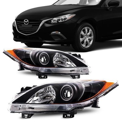 PHILTOP Headlights Assembly Compatible with 2010-2013 Mazda 3,Black Housing