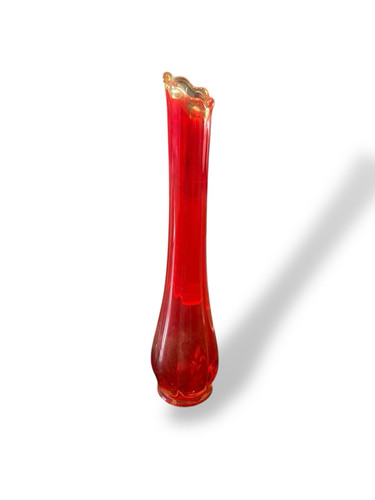 LE SMITH Amberina Mid Century Modern Swung Glass Vase - Cadmium - 11” - Picture 1 of 6