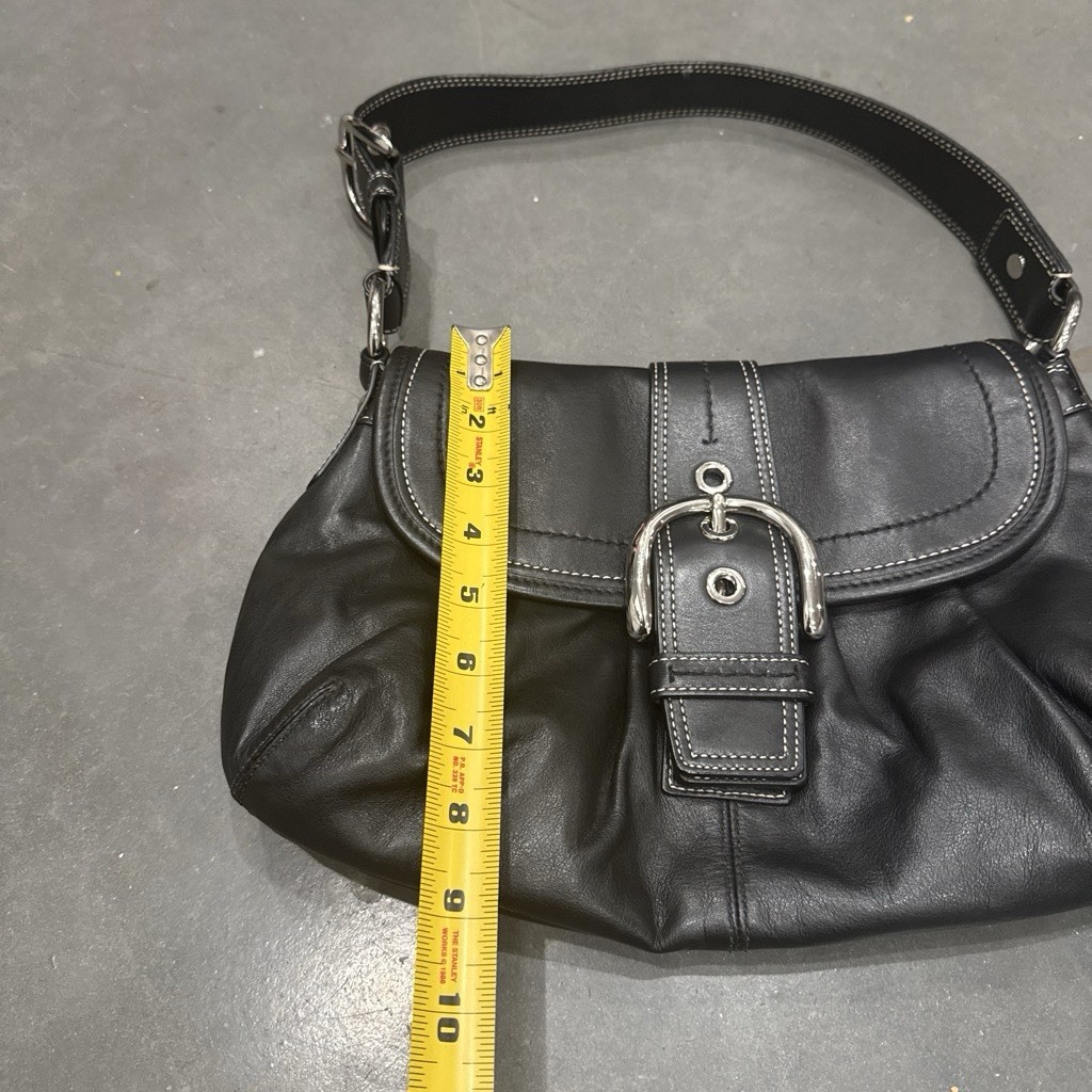 Coach Carly Black Leather Shoulder Bag Buckle Flap Ho… - Gem
