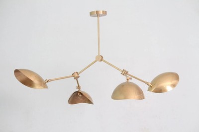 4 Leaf Shade Ceiling Chandelier Mid Century Modern Brass light Fixture Ceiling