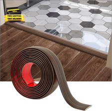 4 Ft Flat Floor Transition Strip, Laminate Floor Divider, Brown Self-Adhesive,