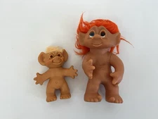 Lot of 2 Vintage Thomas Dam Troll Dolls Norfin Denmark 1960s READ Orange Blonde