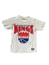 Vtg 90s Sacramento Kings Logo Nutmeg Mill Graphic Tee USA Made L 100% Cotton NBA