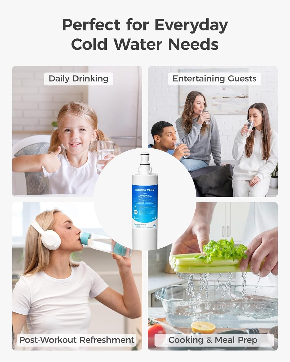 Waterdrop 4396508 Refrigerator Water Filter, Replacement for Kenmore 46-9010 (6)