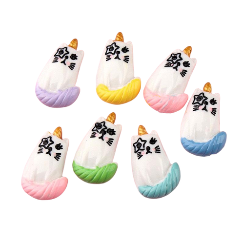 10/20pcs Mixed Color Unicorn Cabochons - Flatback Resin Charms for DIY Crafts - Picture 8 of 9
