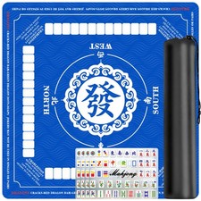 Jaailee Mahjong Mat for Table 31.5"x31.5" Anti-Slip Noise Reduction Blue