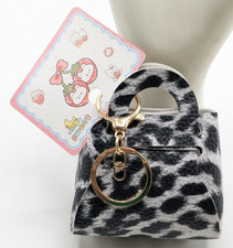 Black Leopard Print Mini Handbag Key Chain Bag Charm NWT