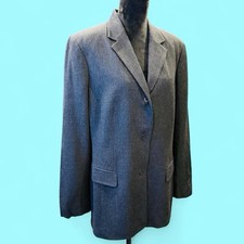 Minimalist Career Vintage 90s Preppy Gray Wool Blend Liz Claiborne Blazer 16 EUC
