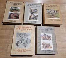 HANDBOOK OF  BRITISH BIRDS WITHERBY 5 VOLS 1ST ED SET WITH DUSTJACKETS