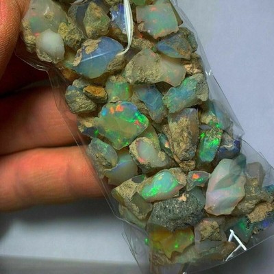 Ethiopian Opal Raw Rough Uncut Raw Opal Stone, Raw Crystal Fire Opal Variations