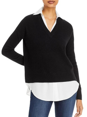 C Designer Layered Look 100% Cashmere Sweater -  Small - retail $188