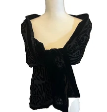 Celtic Bohemian Artistic Edgy Reversable Velvet Black Scarf  Size 68X10