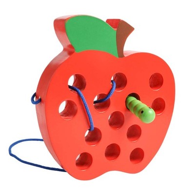 1000 Piece Puzzle Wooden Lacing Apple Threading Board Fine Motor Skills Game
