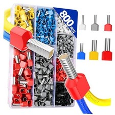 800PCS Double Wire Ferrule Kit - Dual Barrel Ferrules Connectors for AWG 22