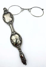 Antique Ornate Double-Sided Victorian Sterling Silver Lorgnette Opera Glasses