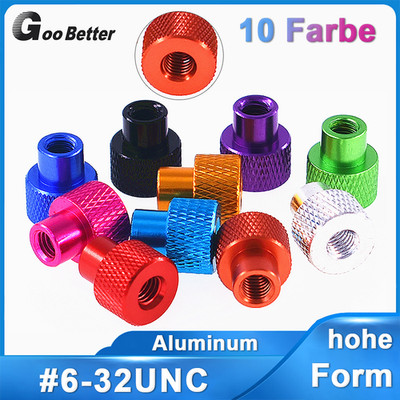 UNC 6-32 Rändelmutter hohe Form Aluminum Mutter Durchgangsloch Rändelmuttern
