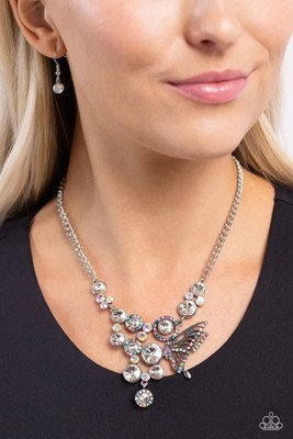 ~ Paparazzi   Butterfly   As Luck Would Half It White  Necklace ~ HTF
