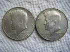 2 1968 D Kennedy Half Dollar 40% SILVER US Mint "Circulated"