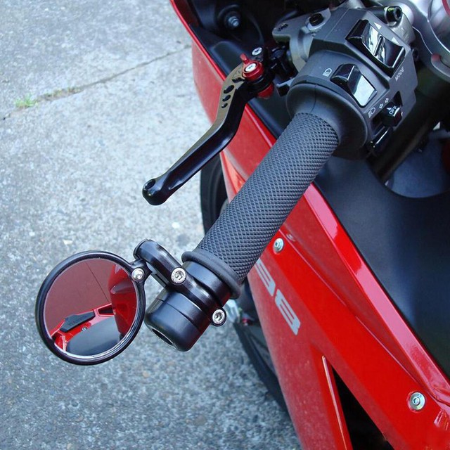 Black Folding Bar End Motorcycle Mirrors Round For Honda Suzuki