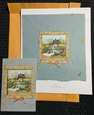 SUMMER THOUGHTS Home Pond & Ducks 10x12" Greeting Card Art #8063 w/ 3 Cards