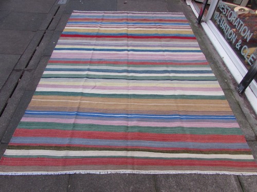 Vintage Kilim Traditional Hand Made Oriental Pink Red Wool Large Kilim 271x192cm