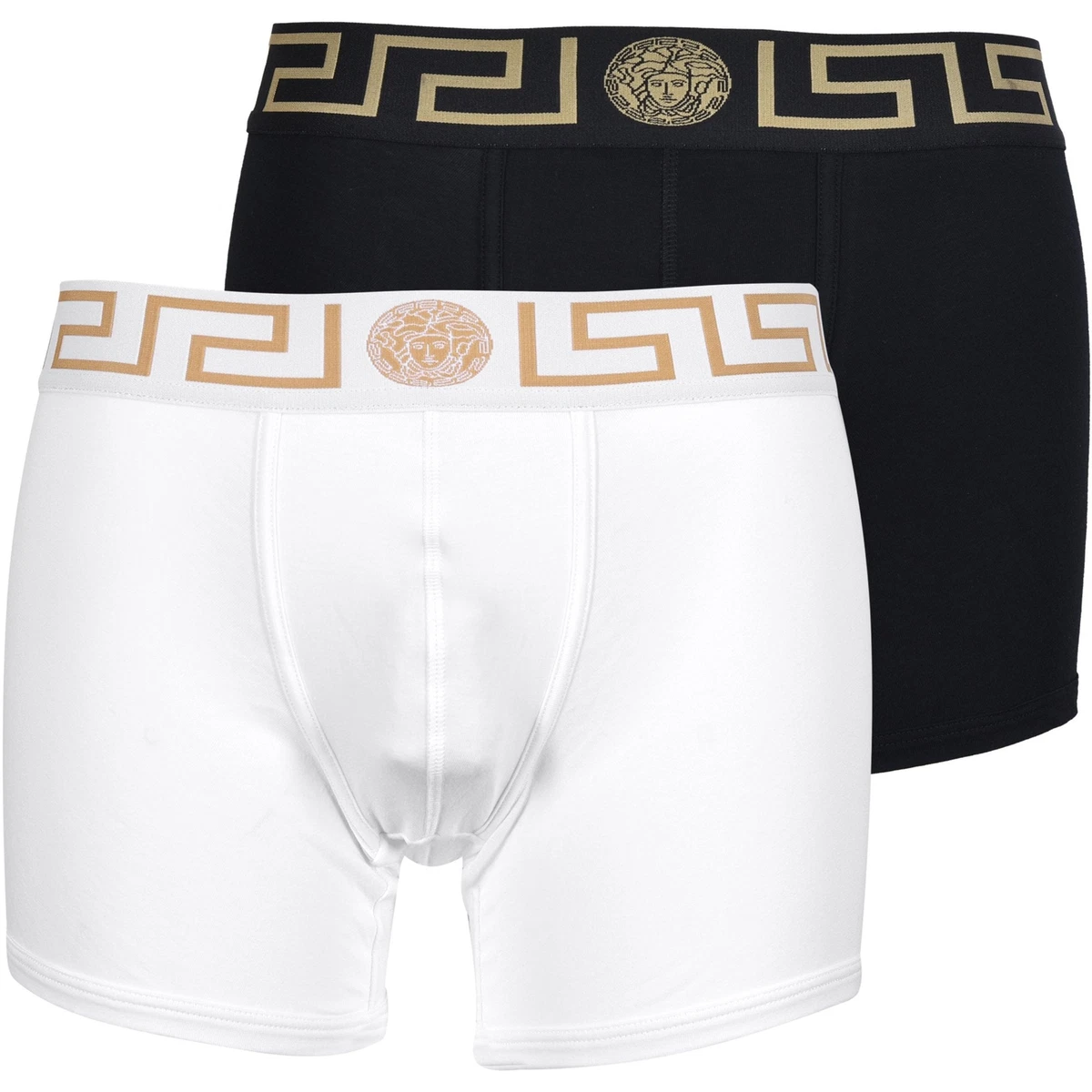 Versace 2-Pack Iconic Men's Boxer Briefs, Black/White/gold