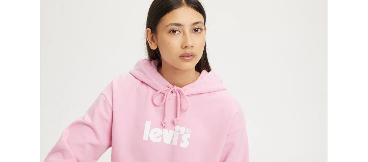 Levi s Hoodie Women s Stranded Graphic Poster Logo Pink Size 2XL uk 18 20 b72