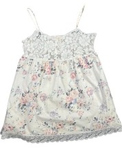 Vtg Victoria's Secret Gold Label Large Floral Coquette Babydoll Top Lace Sheer