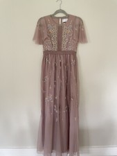 ASOS Maternity Pearl Embellished Maxi Dress With Floral Embroidery Rose. Size 6