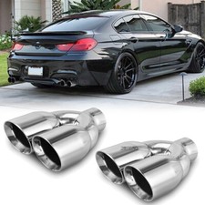 For 6 Series F12 F13 M6 2.5" In 3.5" Out 9.5'' Double Wall Exhaust Pipe Dual Tip