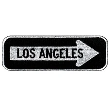 LOS ANGELES ONE-WAY SIGN EMBROIDERED IRON-ON PATCH applique CALIFORNIA ROAD new